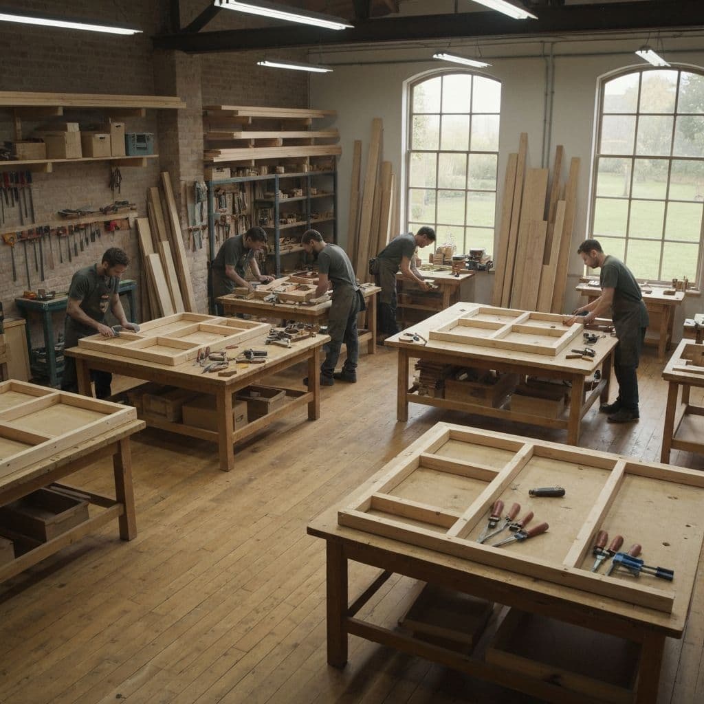Custom furniture frames being built at Pilgrim Furniture's Perth workshop
